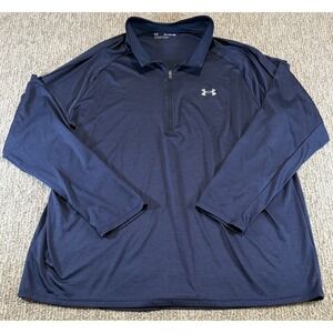 Under Armour Pullover Mens 2XL Navy Blue Half Zip Textured Loose Performance